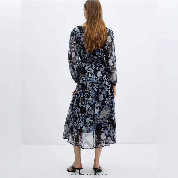 Mango Faux Wrap Midi Dress - Large - Picture 3 of 12